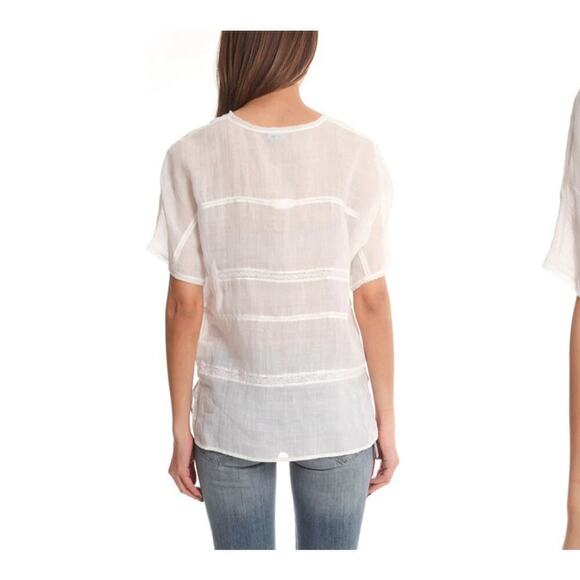 Vince Women's White Ramie Short Sleeve Summer Top, Size S - Picture 2 of 12